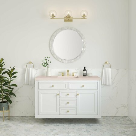 James Martin Vanities Chicago 48in Single Vanity, Glossy White w/ 3 CM Eternal Marfil Top 305-V48-GW-3EMR